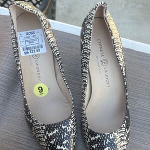 Chinese Laundry Black and White Patterned Heels
